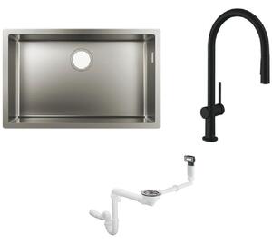 Set baterie bucătărie Hansgrohe Talis M54 72801670, chiuveta din otel Hansgrohe S 71 43428800, 43921800