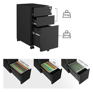 Dulap mobil cu incuietoare, Songmics, Negru, OFC030B01, 30 x 46 x 59 cm