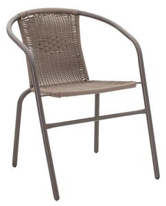 Set de gradina masa si scaune 5 bucati Ensure-Obbi metal-sticla maro 140x80x70cm