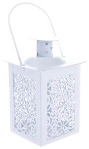 Felinar cu lumânare din metal Saima, alb, 7,5 x 12x 7,5 cm