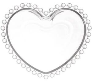 Bol de sticla elegant Pufo Heart pentru servire alune, fistic, bomboane, gustari, 22 cm