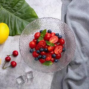 Bol elegant din sticla Pufo Glassy pentru servit salata, fructe, fursecuri, 21 x 11 cm
