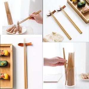 Set 5 perechi betisoare Pufo Premium din bambus pentru sushi, reutilizabile, 24 cm, maro