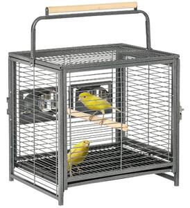 Cușcă pentru papagali cu tavă detașabilă, boluri din oțel inoxidabil, usa cu incuietoare 48x38x65cm Negru PawHut | Aosom RO