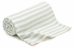 Paturica bebe de vara din muselina vaporoasa 100x100 cm Kidizi Green Stripes