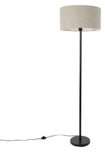 Lampa de podea neagra cu abajur boucle taupe 50 cm - Simplo