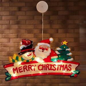 Decoratiune luminoasa geam, Merry Christmas, ventuza aplicare, LED alb cald, multicolor