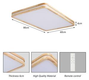 Brilagi - Corp de iluminat LED reglabil MOLINA SQUARE LED/128W/230V, stejar, 90x60 cm + telecomandă