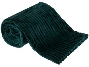 Pătură de pluş cu dungi, smarald, 160x200cm, TELAL