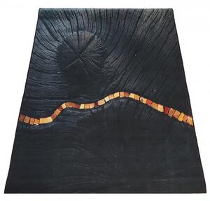 Covor negru simplu, cu detalii interesante Lățime: 60 cm | Lungime: 100 cm