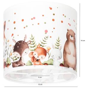 BRILAGI - Abajur universal BOBO E27, diam. 15 cm, alb cu animale