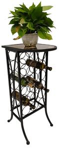 KONDELA Raft pentru vin, 18 sticle, negru, metal/sticlă, SERGEL