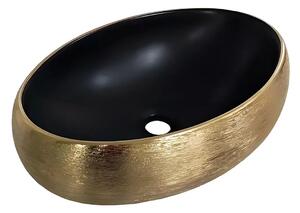 Lavoar Pe Blat Santa Fe 48x34cm, Negru Si Auriu, Portelan