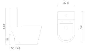 Set Vas WC Monobloc Rimless Ventura Leon, 38x61,8 cm, Rezervor 3/6L, Capac Soft-Close, Alb