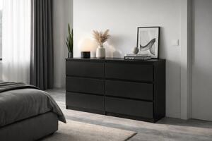 Comodă SIMPLE 120 cm 6 sertare negru