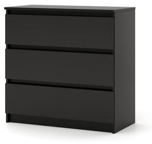 Comodă SIMPLE 80 cm 3 sertare negru