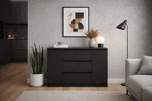 Comodă SIMPLE 120 cm 2 uși 3 sertare negru