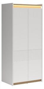 Dulap Etrsalo 106, Gri deschis, Stejar, 201x90x58cm, 92 kg, Uși dulap: Cu balamale, Numărul de rafturi: 2, Numărul de rafturi: 2
