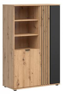 Bufet Orlnolu 120, Stejar artizan, Negru, PAL laminat, 137x90x40cm, 56 kg