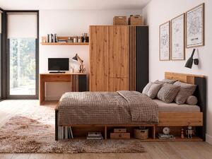 Set de mobilier Orlnolu 121, Stejar artizan, Negru, MDF, PAL laminat