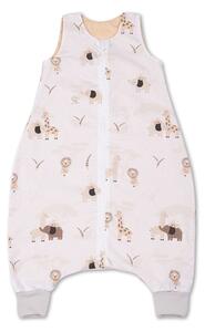 Sac de dormit cu picioare de vara pentru copii 18-36 luni Kidizi Safari Beige 0.5 tog, mansete transformabile in soseta