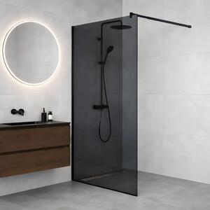 Paravan Dus Walk-In Una 70x195cm, Sticla Fumurie 8mm, Profil Aluminiu Negru