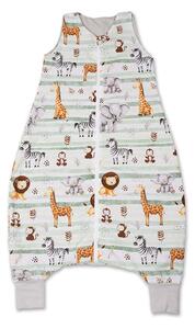 Sac de dormit de vara cu picioare pentru copii 3-5 ani Kidizi Safari Green, 0.5 tog, bumbac 100%