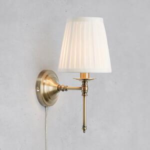 Markslöjd Aplică de perete Manor, alb/culoare alamă, înălțime 40 cm, material textil/metal, Auriu / Alamă, Camera de zi / sufragerie, Țesătură / Textil, Antichitate
