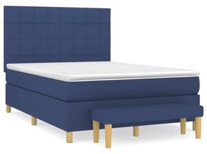 Pat continental cu saltea, albastru, 140x200cm, material textil