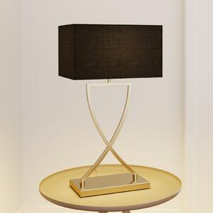 Lucande Lampă de masă Evaine, alamă/negru, 66 cm, E27, Negru, Camera de zi / sufragerie, Metal, Modern