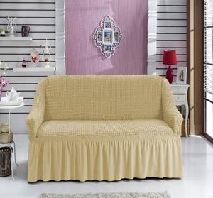 Husă canapea 2 locuri elastică, universală 140–180 cm, cu baghete de fixare, Bej