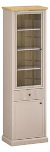 Vitrina IDELLO, taupe/stejar, PAL laminat, cu iluminare LED, 60x38x204