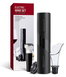 Tirbuson Electric pentru Vin, Set Complet Negru cu Aerator, Dop Vid și Tăietor Folie