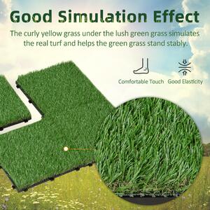 Outsunny Set de 20 de placi de iarba sintetica PE si PP pentru interior si exterior pentru gradina verde | AOSOM RO