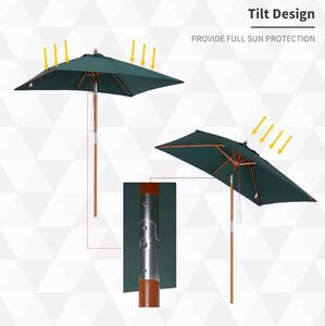 Umbrela Dreptunghiulara Outsunny din Bambus, 2x1.5x2,3m | Aosom RO