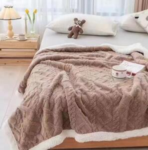 Patura Cocolino tip tricotaj, cu blanita, maro