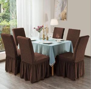 Set 6 huse de scaun, cu volane, Maro