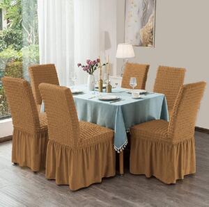 Set 6 huse de scaun, cu volane, Bej