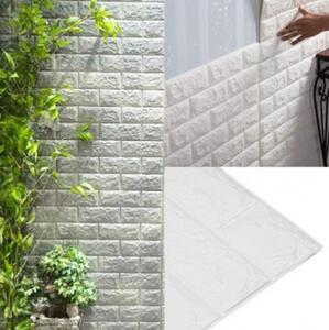 Set 5 x Tapet autoadeziv caramizi albe, 77 x 70 cm, spuma moale 3D