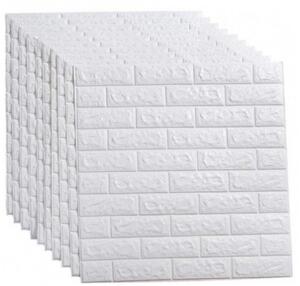 Set 5 x Tapet autoadeziv caramizi albe, 77 x 70 cm, spuma moale 3D