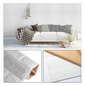 Set 5 x Tapet autoadeziv caramizi albe, 77 x 70 cm, spuma moale 3D