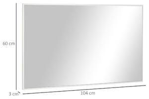 Oglinda de baie dreptunghiulara din placi aglomerate si sticla cu design de perete, 104x60cm alb, argintiu kleankin | Aosom RO