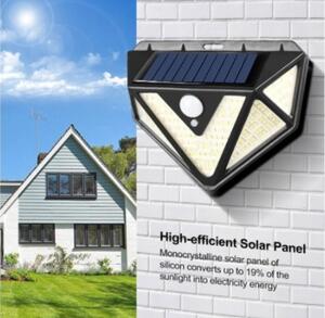 Set 3 lampi solare PREMIUM, 166 LED, senzor de miscare