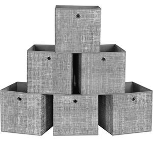 SONGMICS cutii de depozitare pliabile set de 6, 30 x 30 x 30 cm, gri