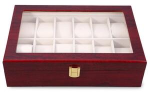 Cutie caseta din lemn pentru depozitare si organizare 12 ceasuri, model Premium