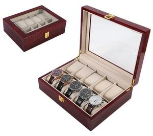 Cutie caseta din lemn pentru depozitare si organizare 10 ceasuri, model Premium