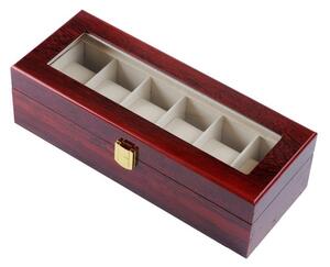 Cutie caseta din lemn pentru depozitare si organizare 6 ceasuri, model Premium