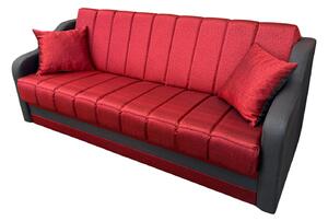 Canapea ALEX extensibila, 3 locuri, cu lada de depozitare, stofa catifelata maro cu rosu, 220x90x90 Maro + Rosu
