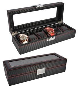 Cutie caseta pentru depozitare si organizare 6 ceasuri, model Pufo Glossy Royal