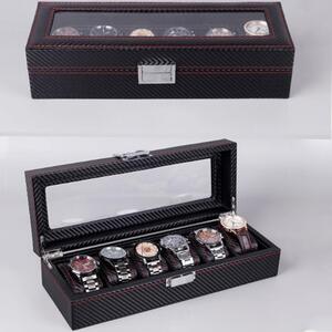 Cutie caseta pentru depozitare si organizare 6 ceasuri, model Pufo Glossy Royal